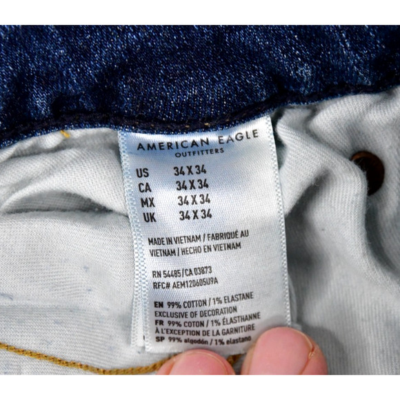 American Eagle Jeans Mens 33X32 (32x32 Meas) Blue Denim Distressed - Picture 8 of 11